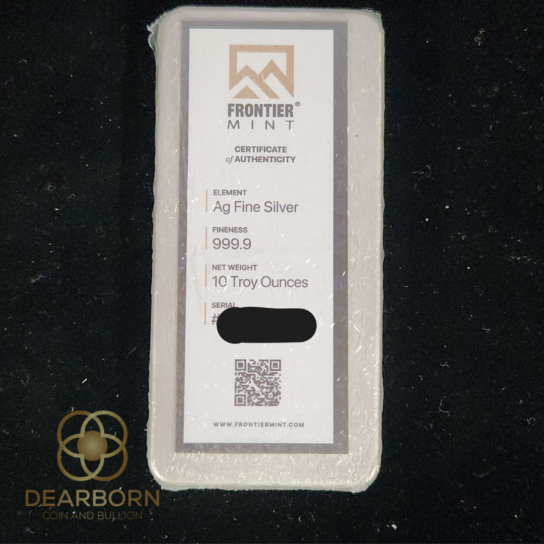 10 Troy Oz Silver Bar Frosted- Frontier
