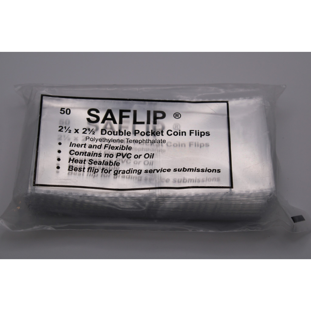 SAFLIP 2 1/2" x 2 1/2" Double Pocket Mylar Coin Flips