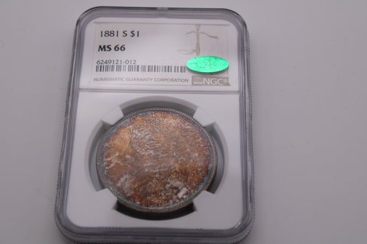 1881 S Morgan Dollar Toned NGC MS-66 CAC