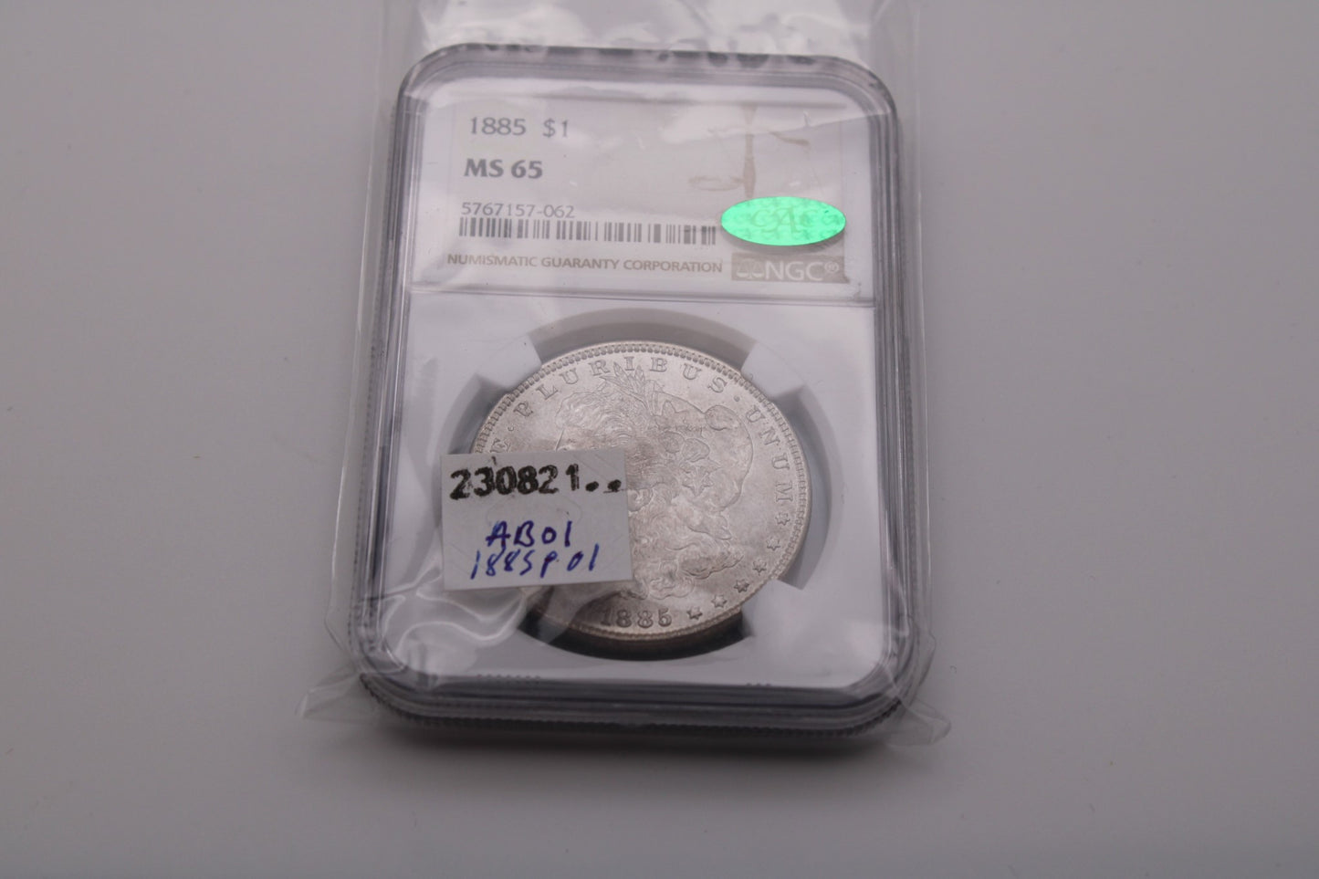1885 P Morgan Dollar NGC MS-65 CAC reverse is toned