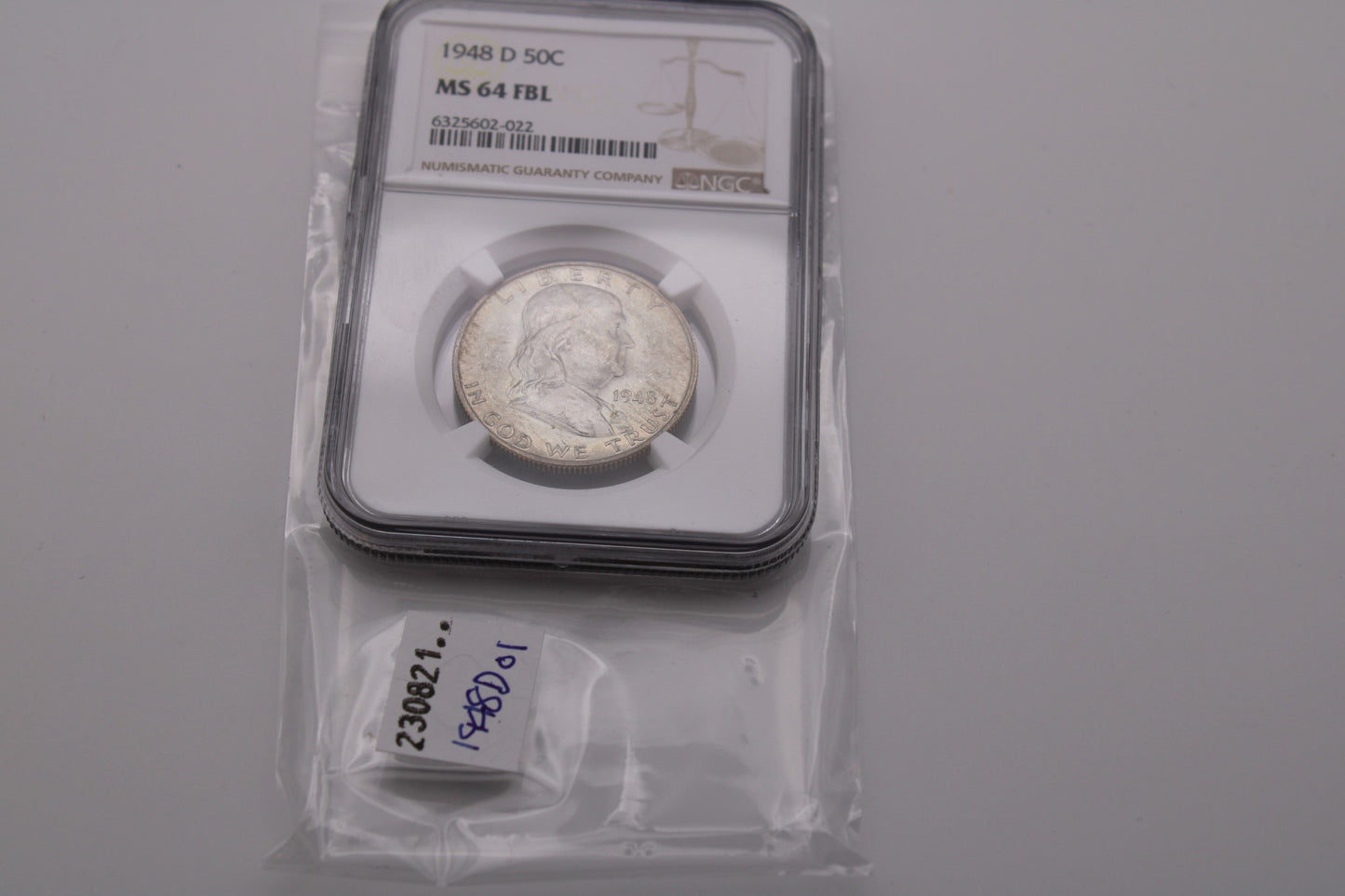1948 D Franklin Half Dollar NGC MS-64 FBL
