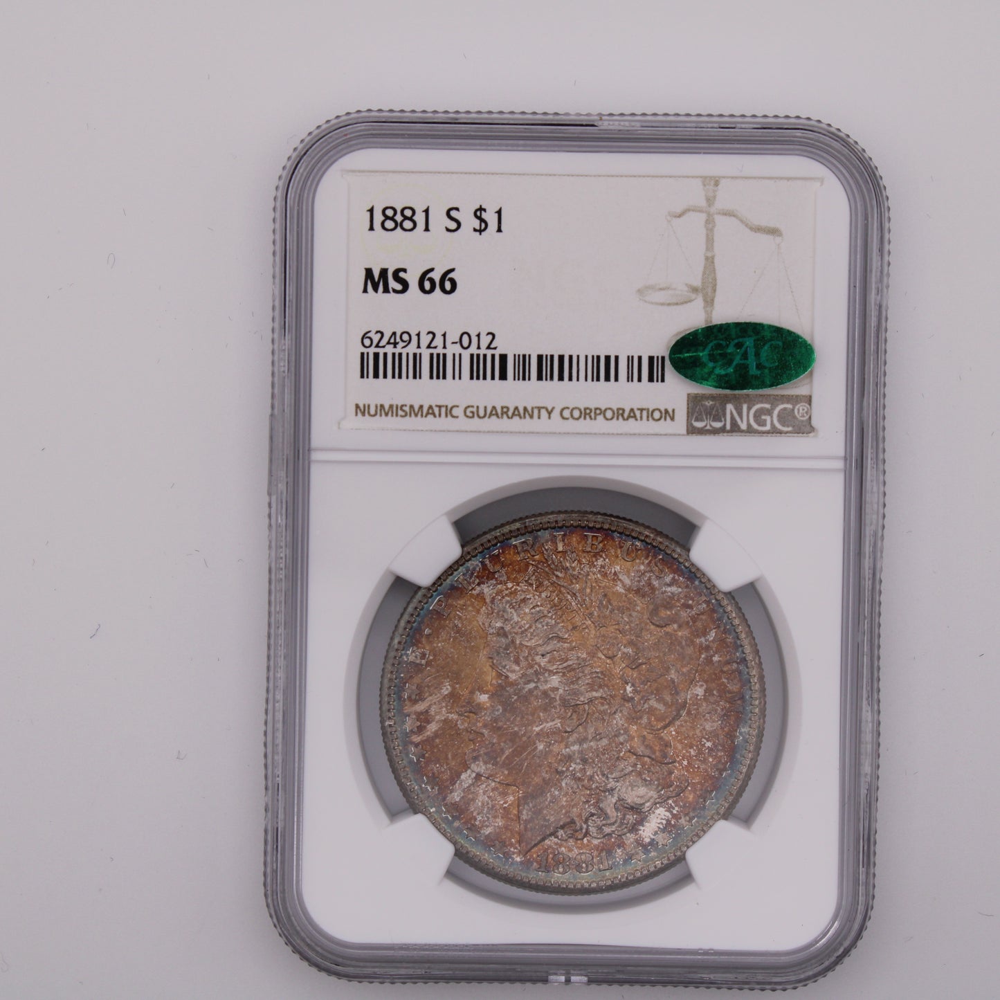 1881 S Morgan Dollar Toned NGC MS-66 CAC